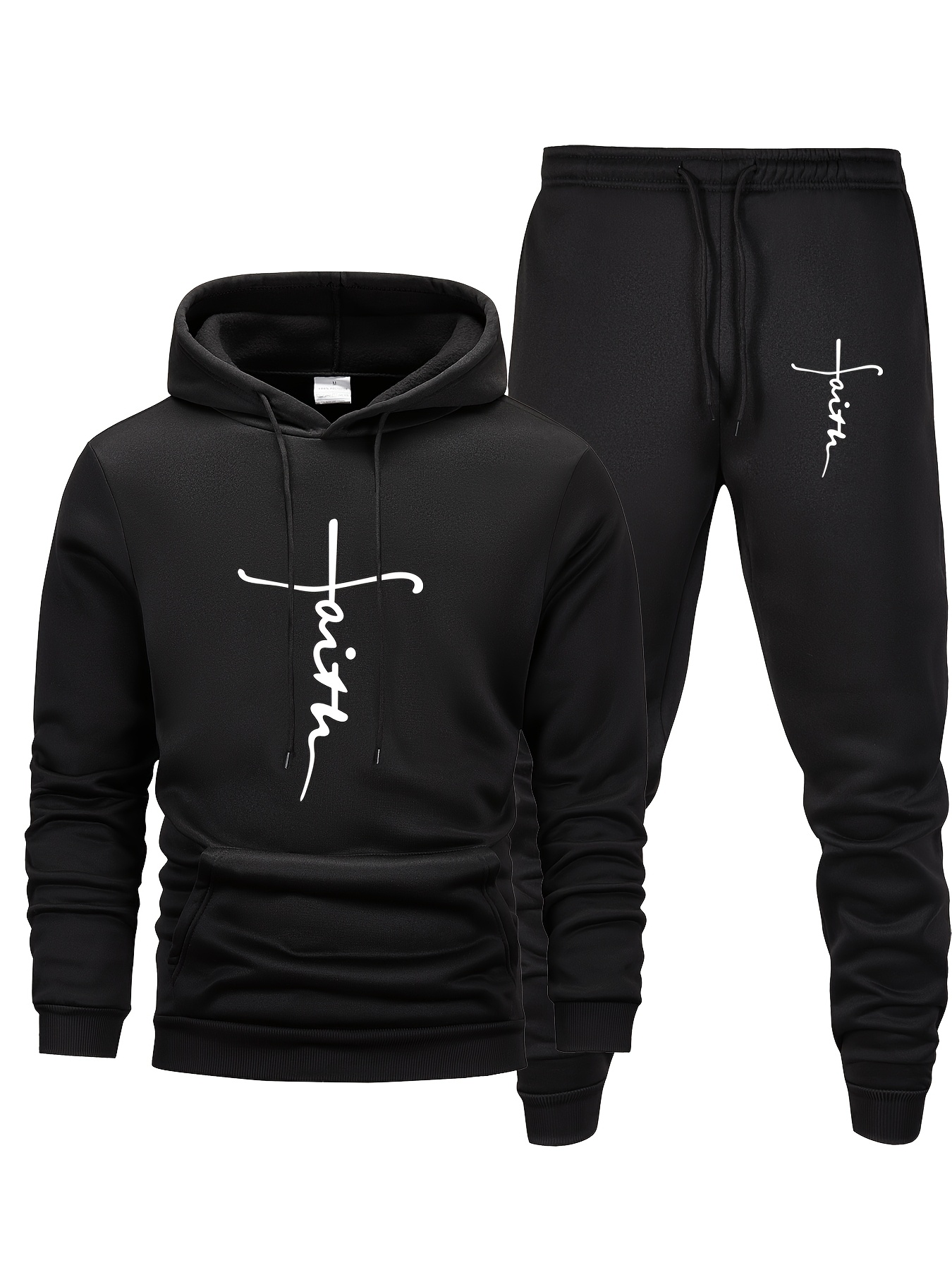 Outdoor Sports Outfit - Męski dwuczęściowy dres z nadrukiem „Faith”
