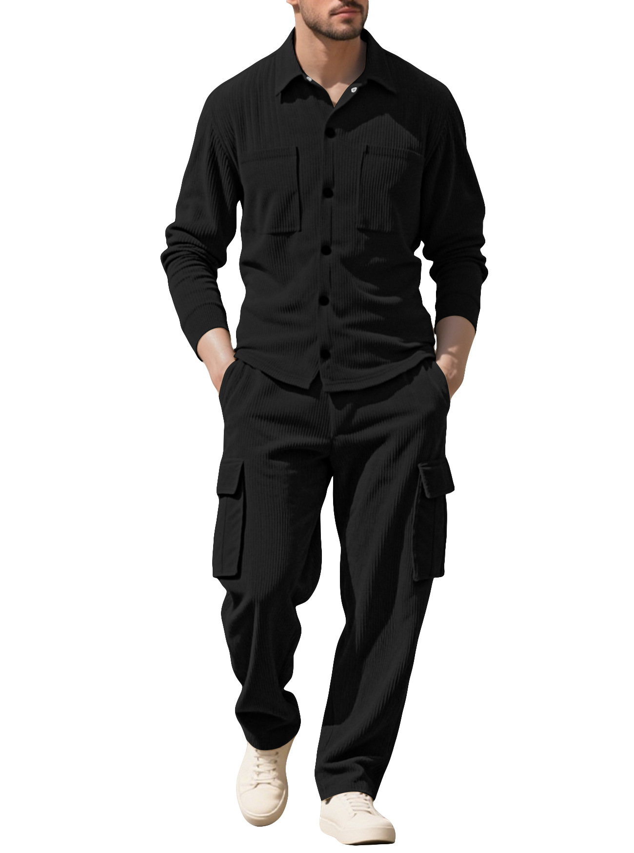 Męski dres z tkaniny sztruksow – Outdoor Sports Outfit recenzja i cena